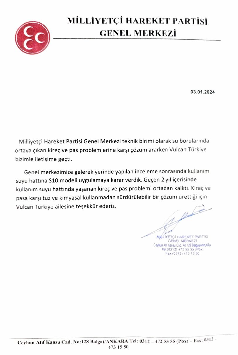 MHP Genel Merkezi referans mektubu