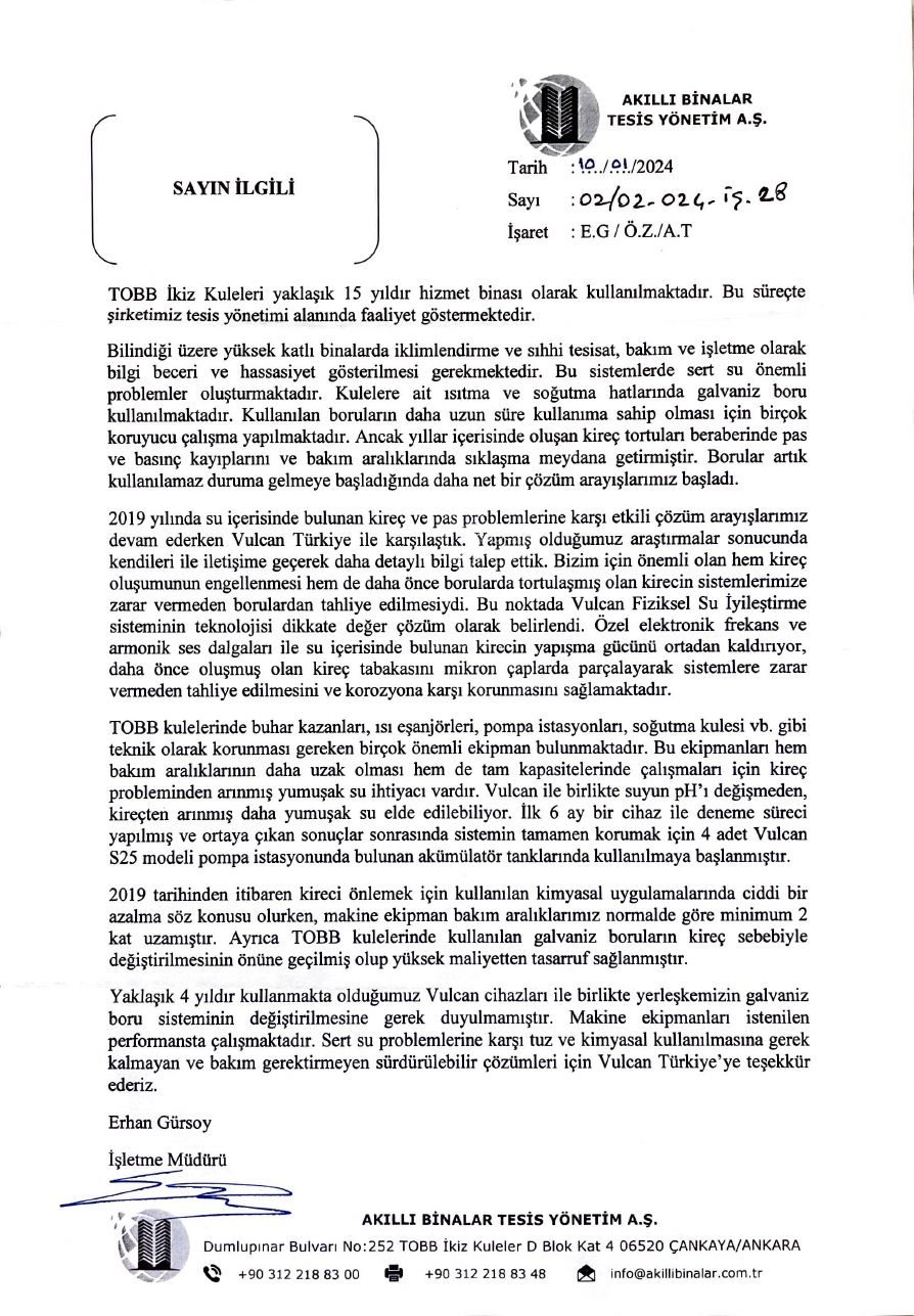 TOBB İkiz Kuleleri referans mektubu